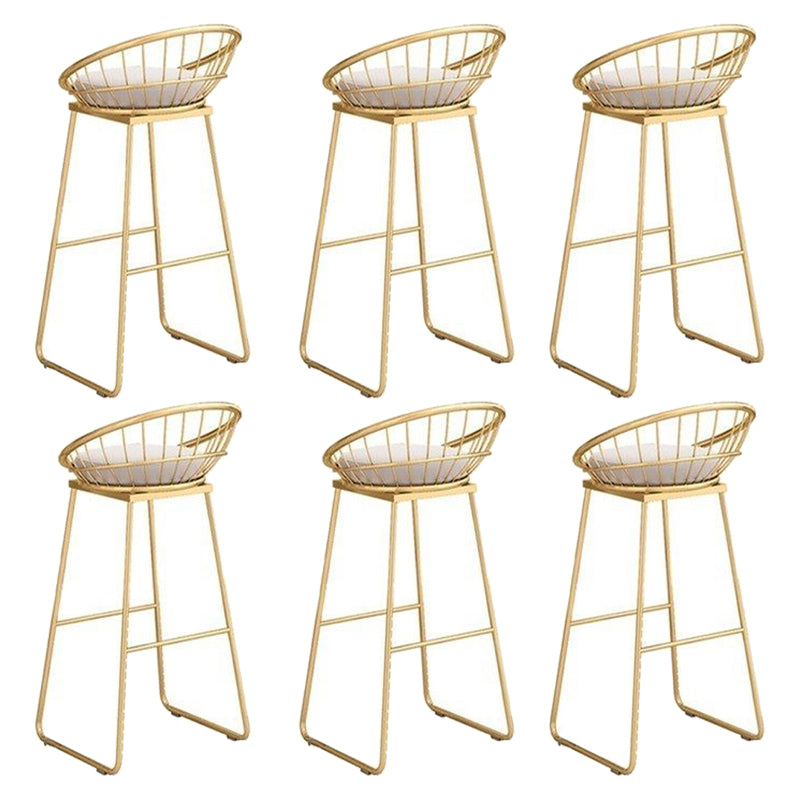 Armless Dining Stools Glam Low Back Bar Stools with Gold Metal Base