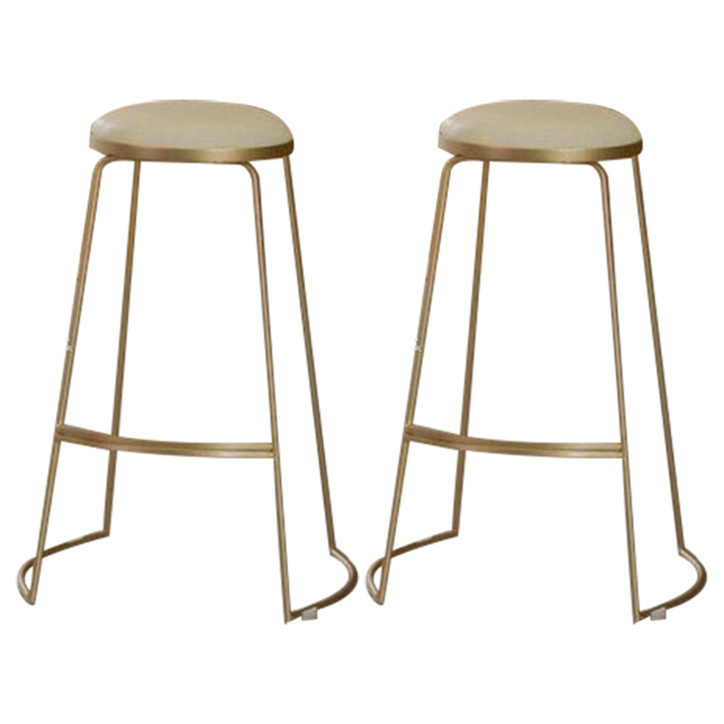 Armless Dining Stools Glam Low Back Bar Stools with Gold Metal Base
