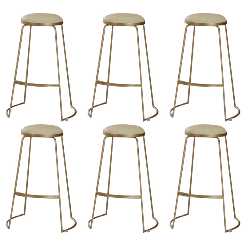 Armless Dining Stools Glam Low Back Bar Stools with Gold Metal Base
