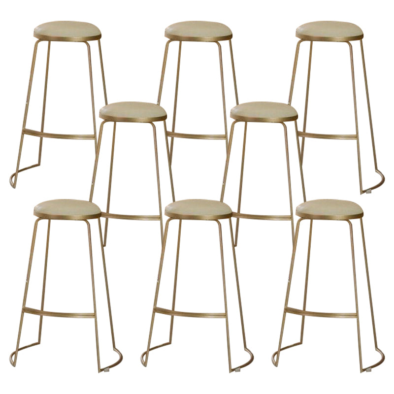 Armless Dining Stools Glam Low Back Bar Stools with Gold Metal Base