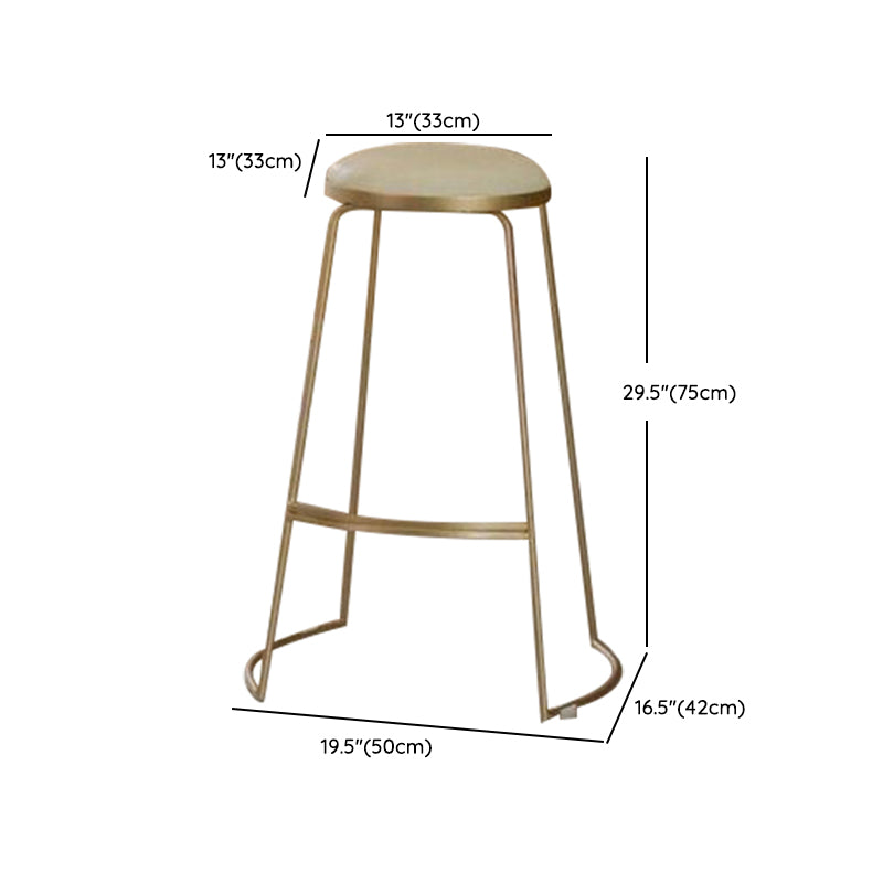 Armless Dining Stools Glam Low Back Bar Stools with Gold Metal Base