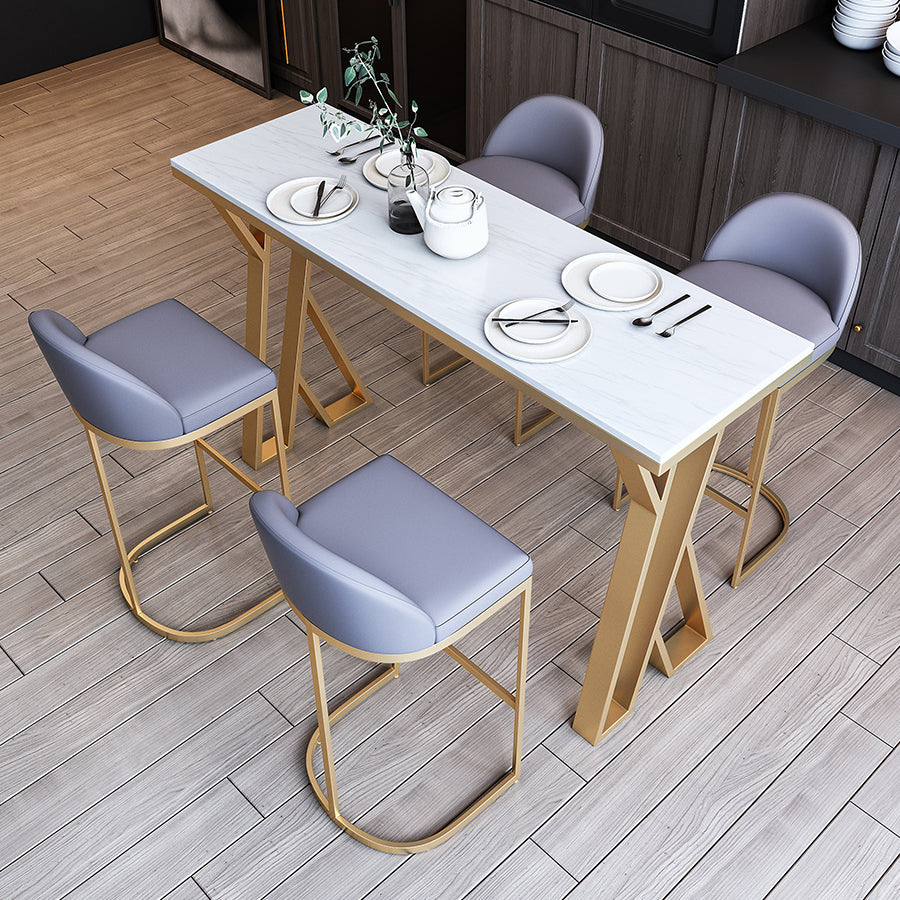 Modern Rectangle Bar Table Set 1/3/5 Pcs White Granite Bar Table Set