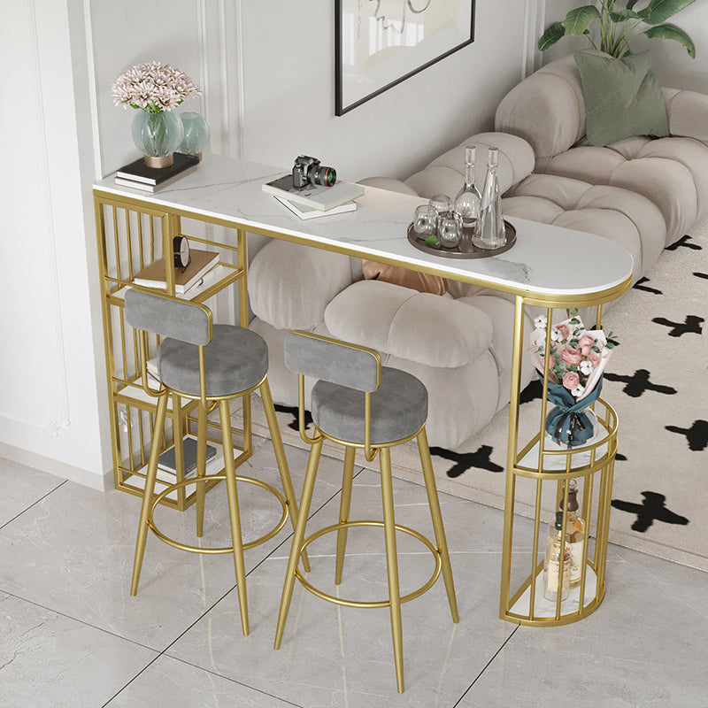 Modern Style Bar Table Set 1/3 Pcs White Granite Bar Table Set