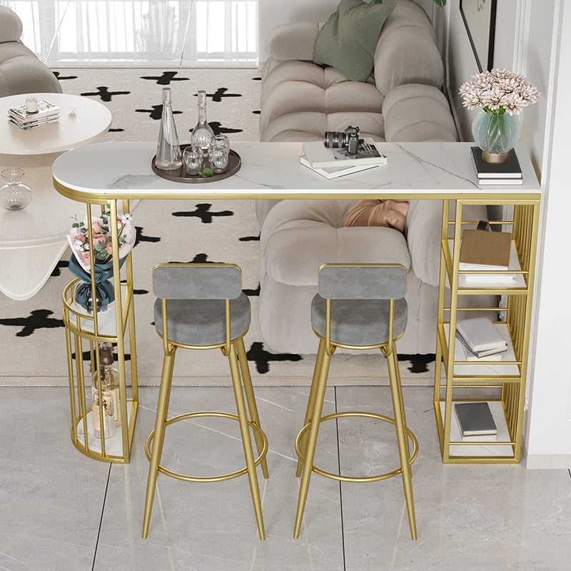 Modern Style Bar Table Set 1/3 Pcs White Granite Bar Table Set