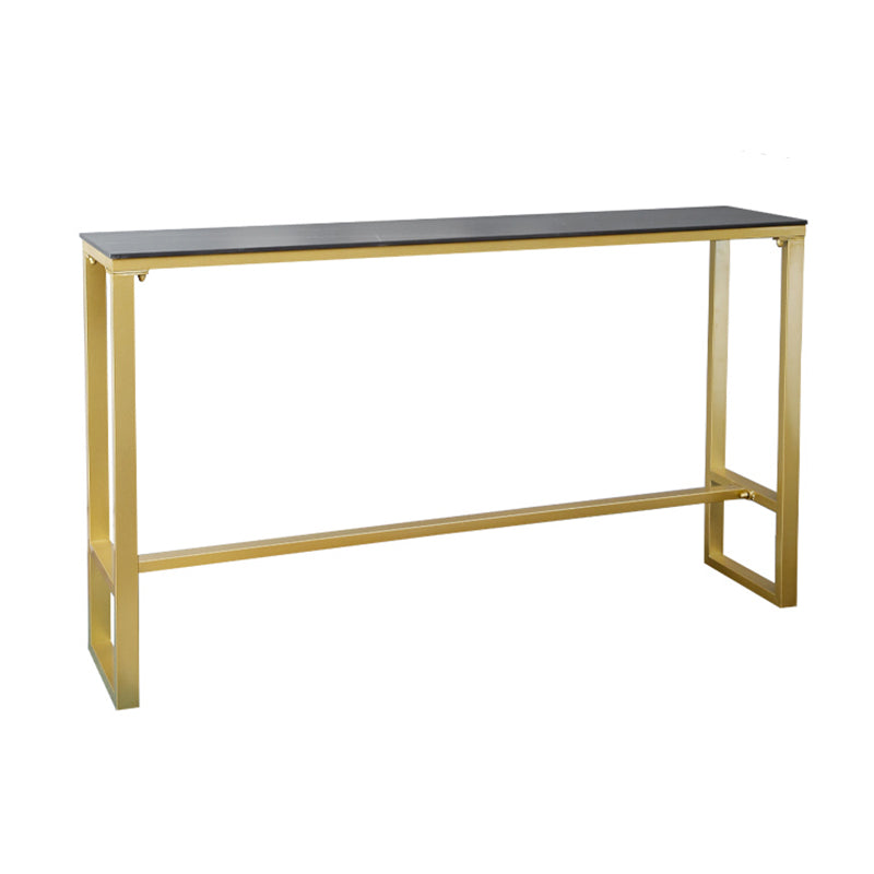 Stone Top Bar Stool Table Glam Style Pub Table with Gold Legs