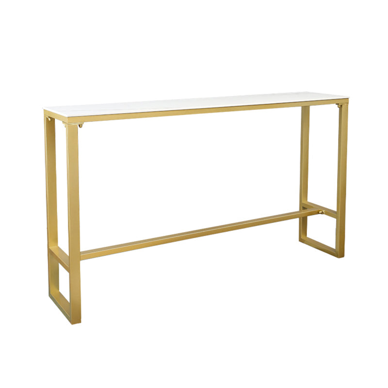 Stone Top Bar Stool Table Glam Style Pub Table with Gold Legs