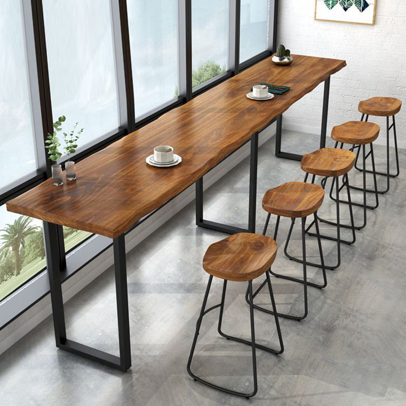 Indoor Industrial Bar Dining Table Rectangle Pine Wood Bar Table