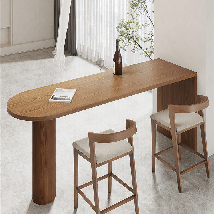 Double Pedestal Counter Height Dining Table Brown Counter Wine Table