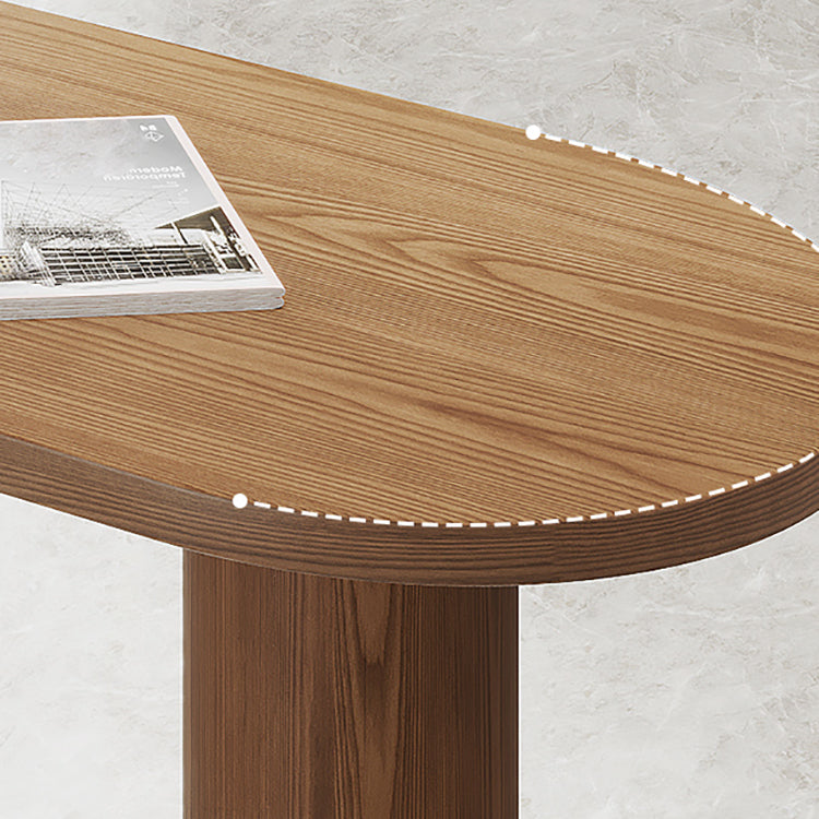 Double Pedestal Counter Height Dining Table Brown Counter Wine Table