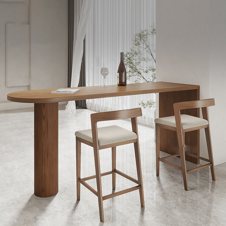 Double Pedestal Counter Height Dining Table Brown Counter Wine Table