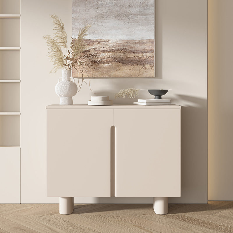 Contemporary Buffet Server Faux Wood Dining Server with Lights for Dining Room