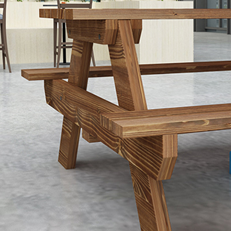 Pine Wood Outdoor Dining Table Set Modern 1/3/4 Pcs Rectangular Dining Set