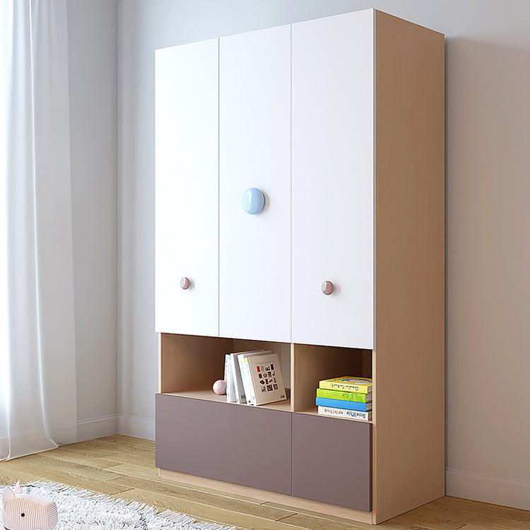 Manufactured Wood Kid's Wardrobe Modern Wardrobe Armoire with Garment Rod