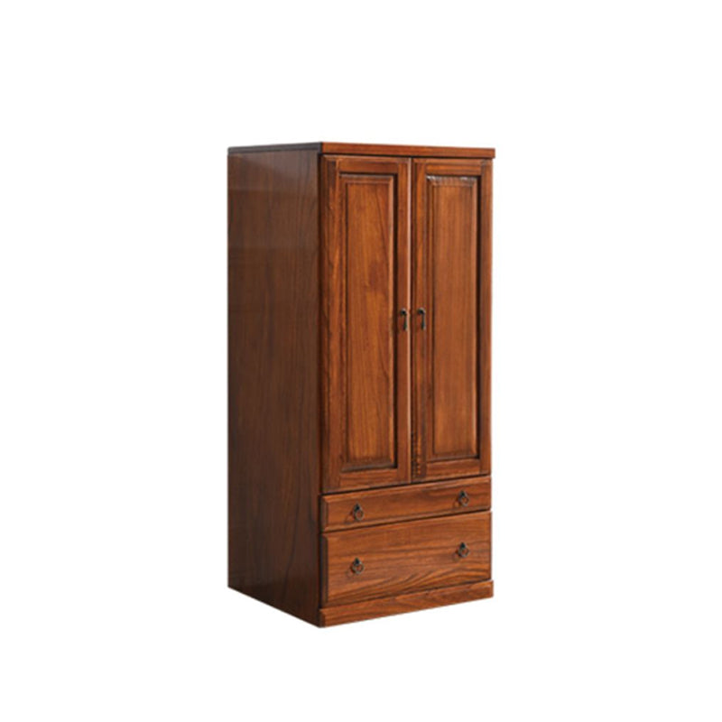 Solid Wood Kid's Wardrobe 2-door Wardrobe Closet with Lower Storage Drawers