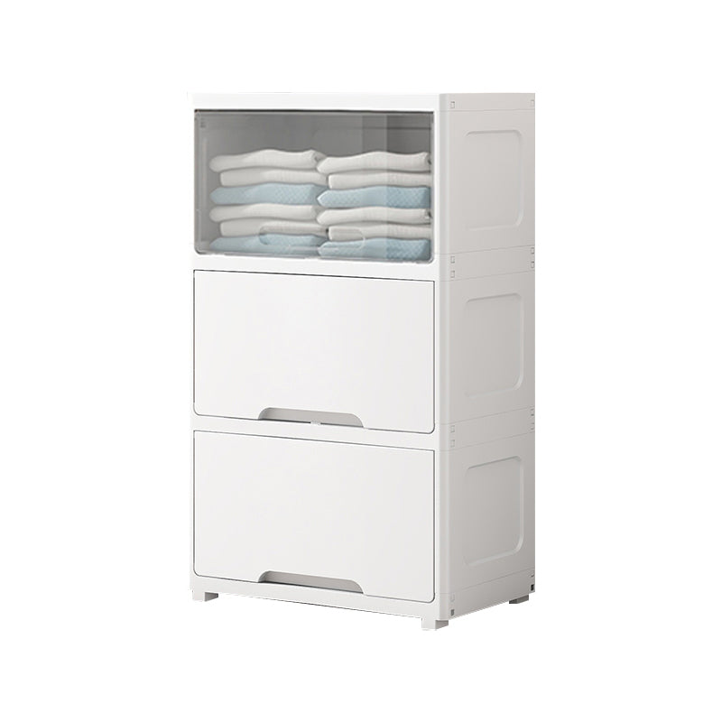 Modern Wardrobe Closet Plastic Kid's Wardrobe with Flap Drawers