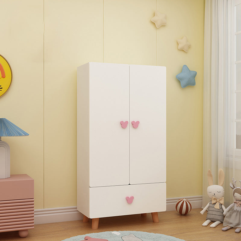 Modern Pink Kids Closet Wooden High Gloss 1-Drawer Kid's Wardrobe