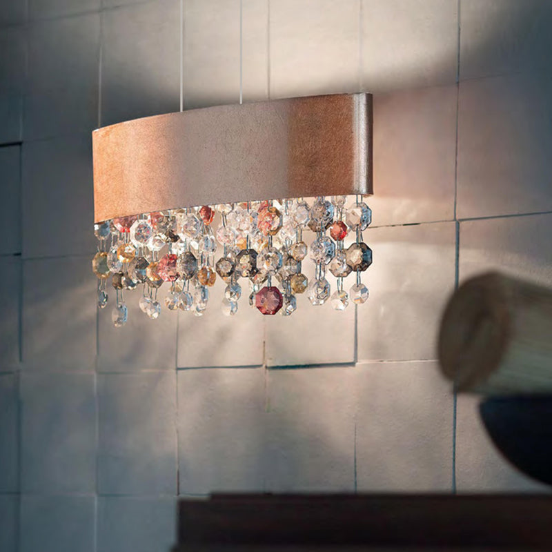 Metal and Crystal Kitchen Island Fixture Linear Ceiling Pendant Fixture