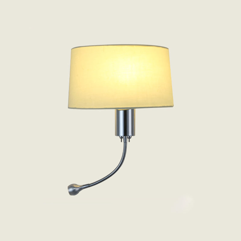 Modernism Metal Wall Light Polish Finish Fabric Shaded Lighting for Bedroom