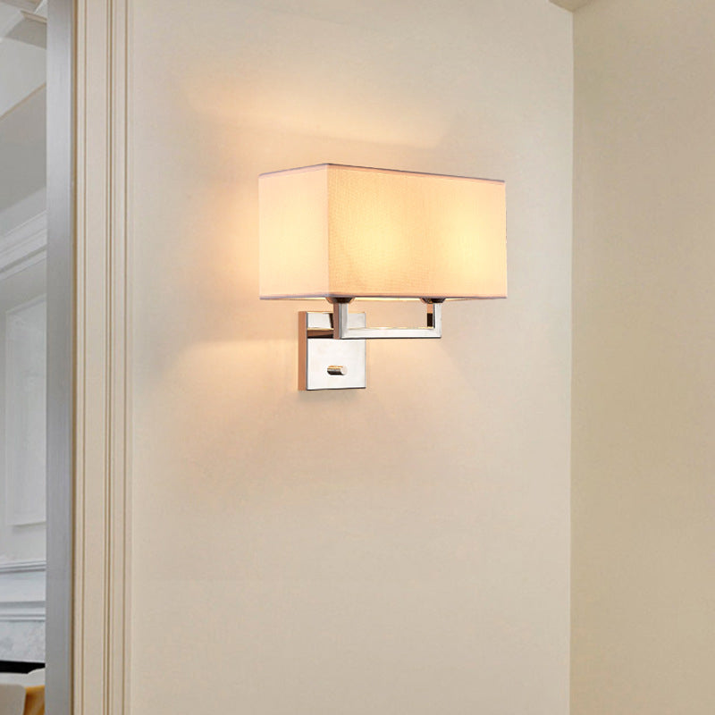 Modernism Sliver Metal Wall Light Fabric Shaded Lighting for Room