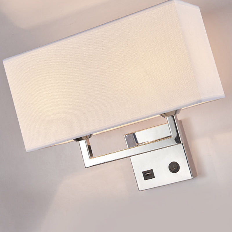 Modernism Sliver Metal Wall Light Fabric Shaded Lighting for Room
