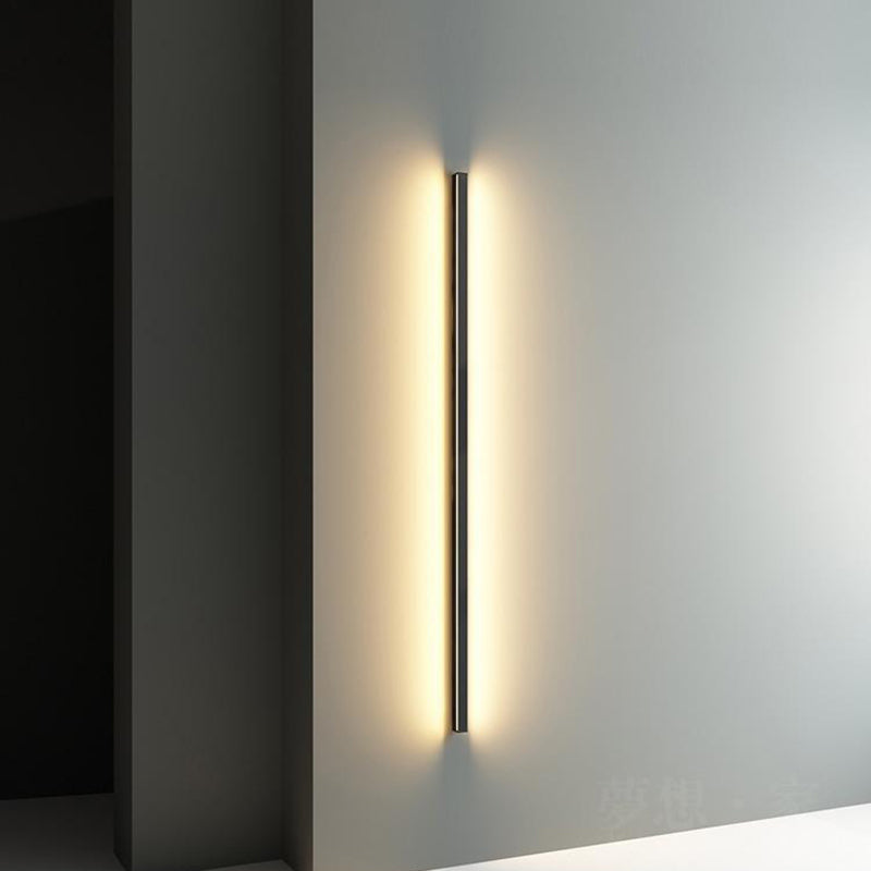 Linear Shape Metal Wall Light Modern 1-Light Wall Mount Lighting in Black