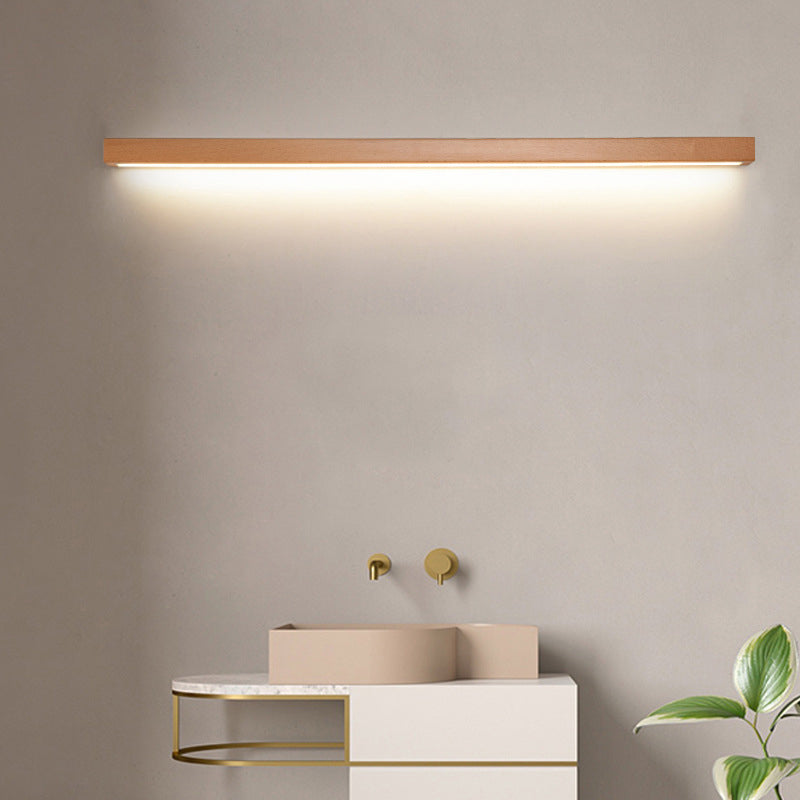Linear Shape Wood Wall Light Modern Style 1-Light Wall Mount Lighting in Brown