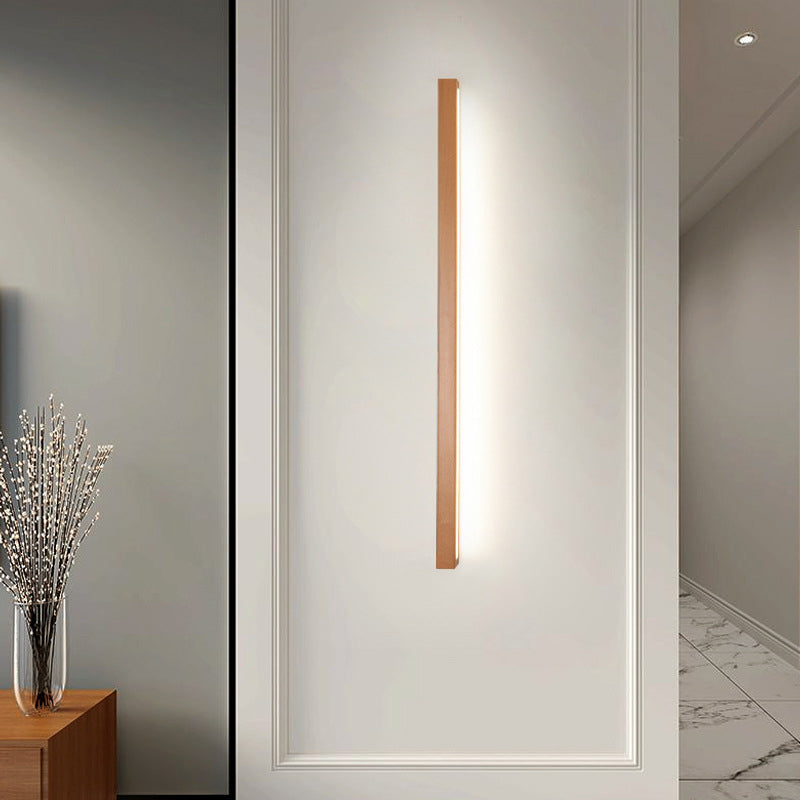 Linear Shape Wood Wall Light Modern Style 1-Light Wall Mount Lighting in Brown
