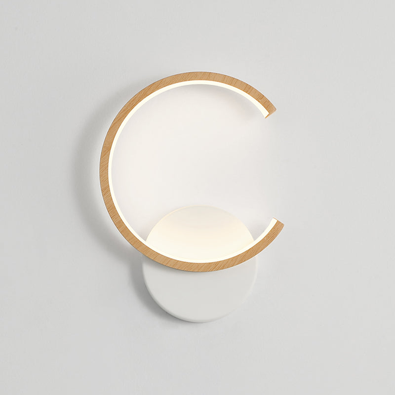 Modern Simple Wall Light Circle Shape Wood Grain Wall Lamp for Living Room