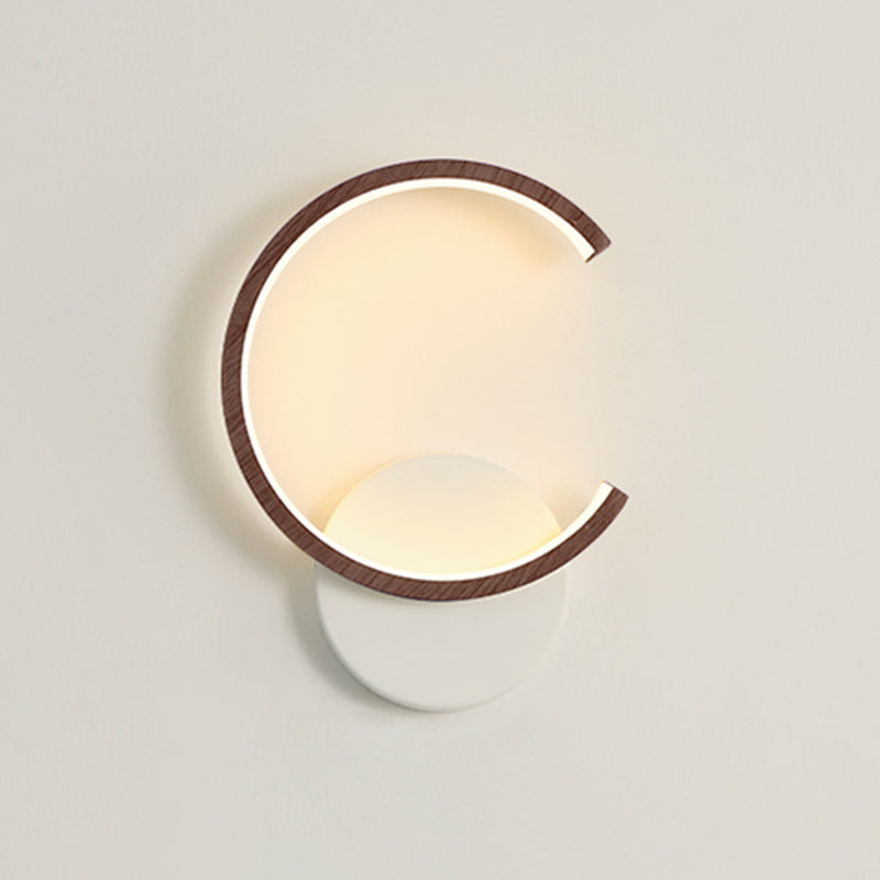 Modern Simple Wall Light Circle Shape Wood Grain Wall Lamp for Living Room