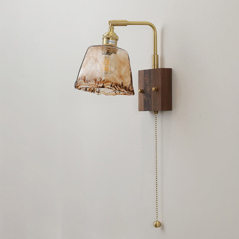 Japanese Style Wooden Wall Light Geometry Shape Wall Lamp for Living Room