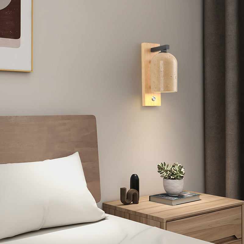 Modern Simple Wooden Wall Light Cylinder Shape Wall Lamp for Living Room