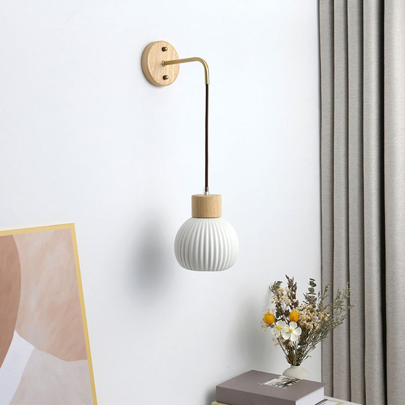 Modern Simple Wall Light Geometry Shape Wall Lamp with Ceramics Shade for Living Room