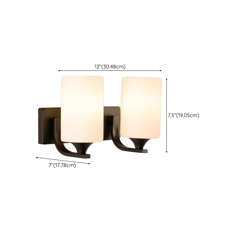 Modernism 1/2-Light Bathroom Vanity Light Glass Shaded Bath Bar in Black