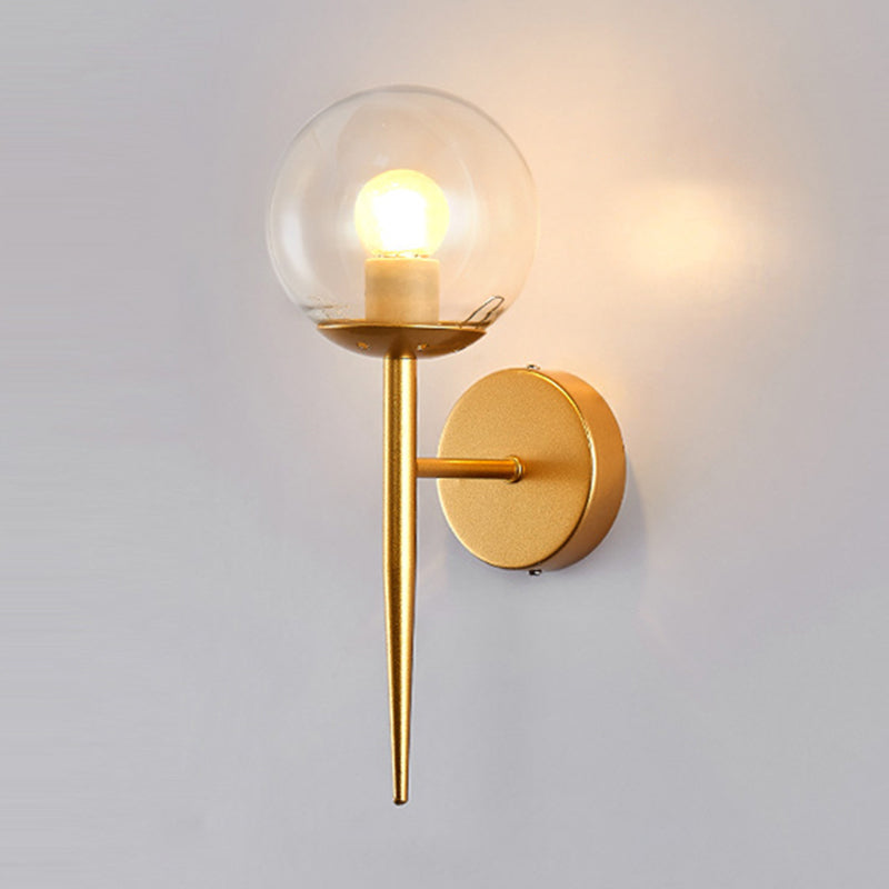 Contemporary Single Bathroom Vanity Light Glass Shaded Bath Bar in Golden / Black