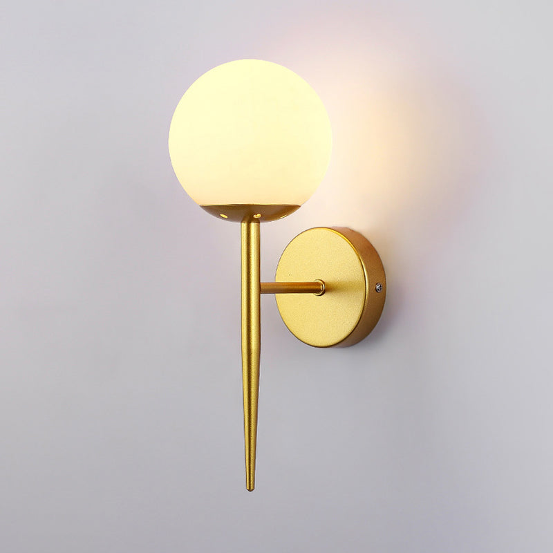 Contemporary Single Bathroom Vanity Light Glass Shaded Bath Bar in Golden / Black