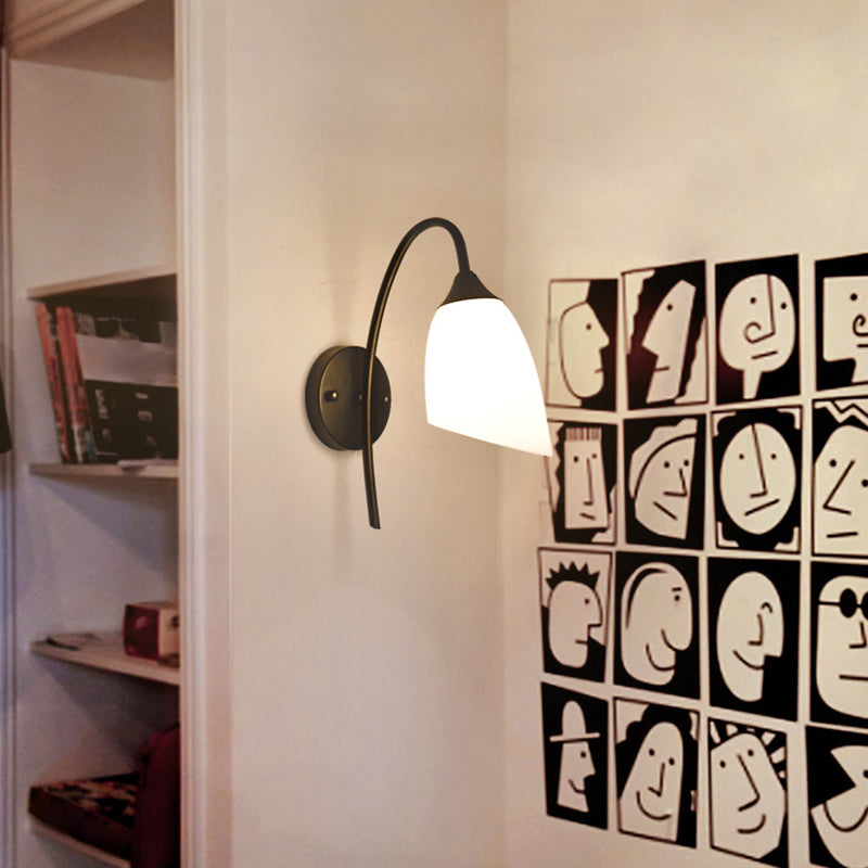 Contemporary Golden/Black Vanity Light Glass 1 Light Wall Light Sconces