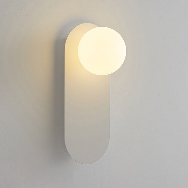 Contemporary Globe White/Black Vanity Light Glass 1 Light Bath Bar