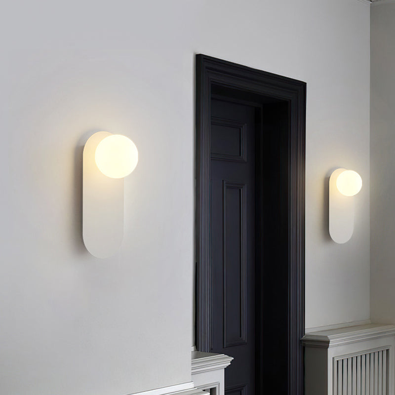 Contemporary Globe White/Black Vanity Light Glass 1 Light Bath Bar