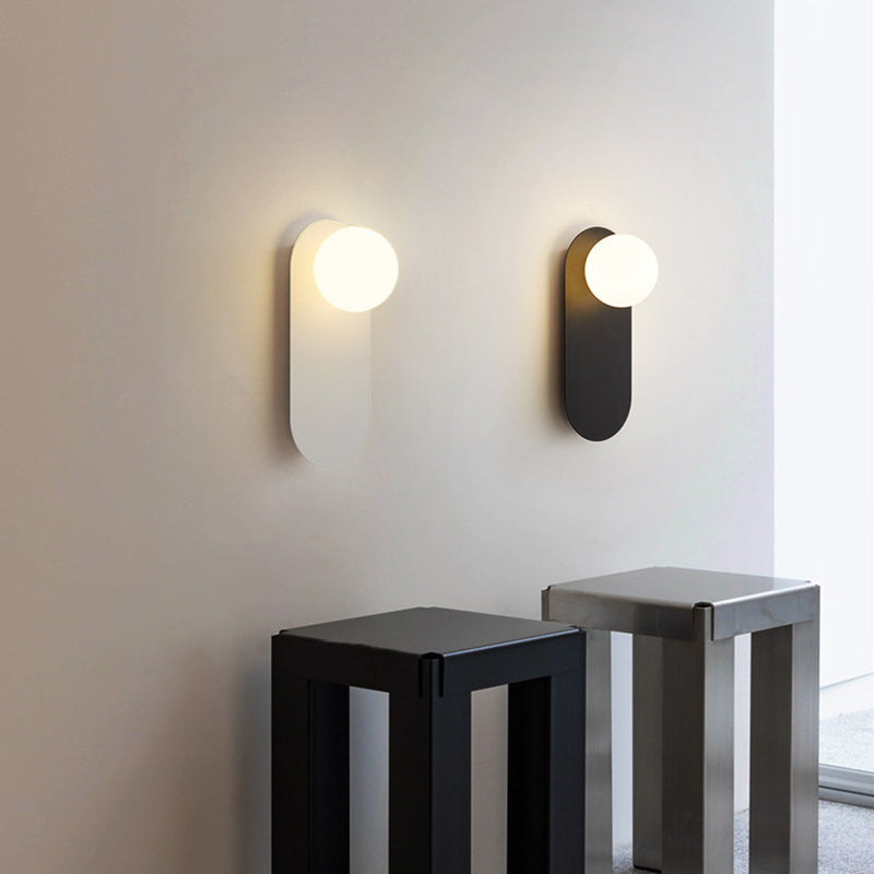 Contemporary Globe White/Black Vanity Light Glass 1 Light Bath Bar