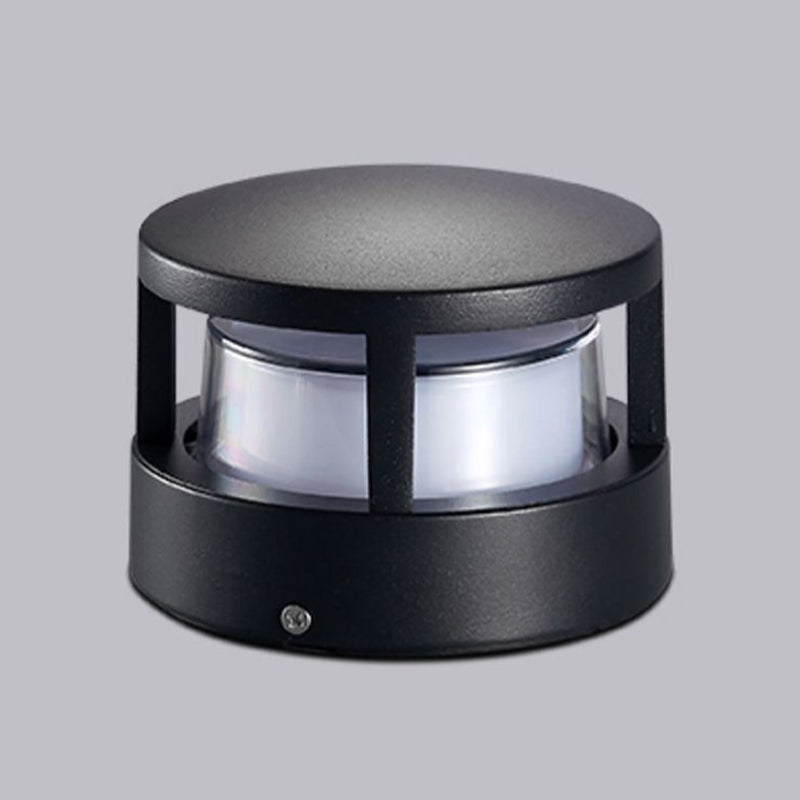 Contemporary Metal Pillar Lamp Circle Shape Outdoor Waterproof Light with Plastic Shade