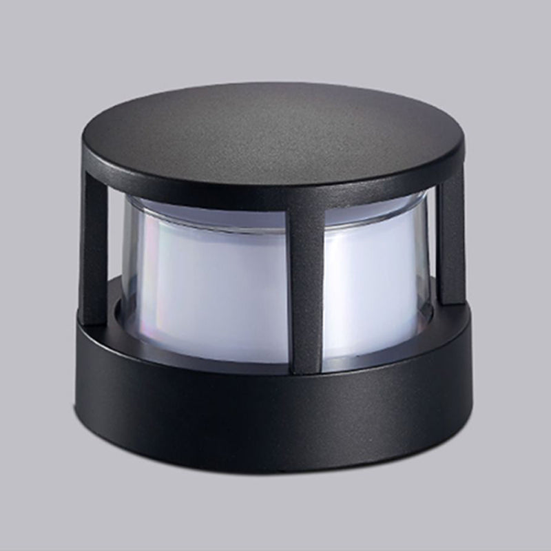 Contemporary Metal Pillar Lamp Circle Shape Outdoor Waterproof Light with Plastic Shade