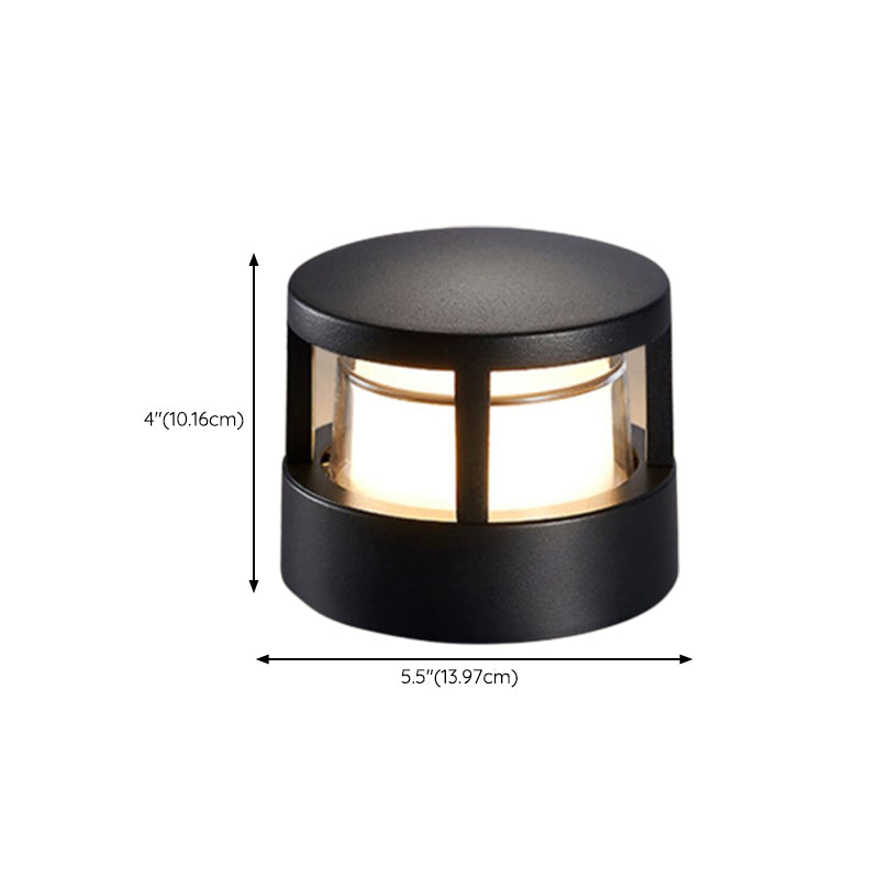 Contemporary Metal Pillar Lamp Circle Shape Outdoor Waterproof Light with Plastic Shade