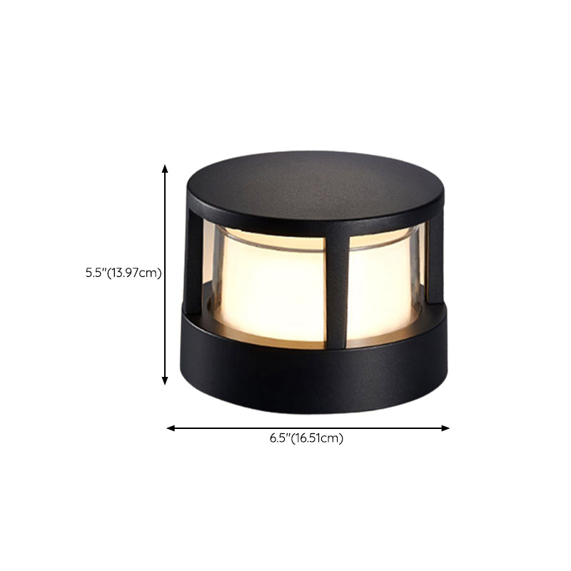 Contemporary Metal Pillar Lamp Circle Shape Outdoor Waterproof Light with Plastic Shade