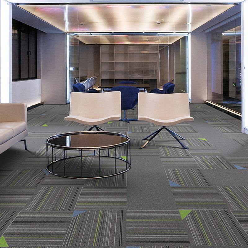 Stripe Printed Carpet Tiles Office Room Loose Lay Level Loop Square Carpet Floor Tile