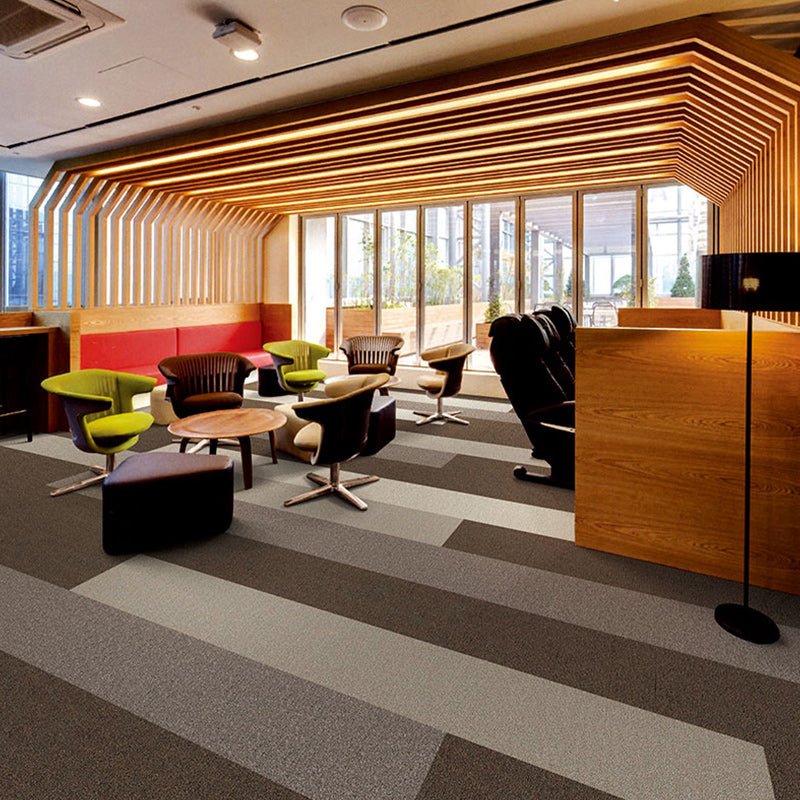 Stripe Printed Carpet Tiles Office Room Loose Lay Level Loop Square Carpet Floor Tile