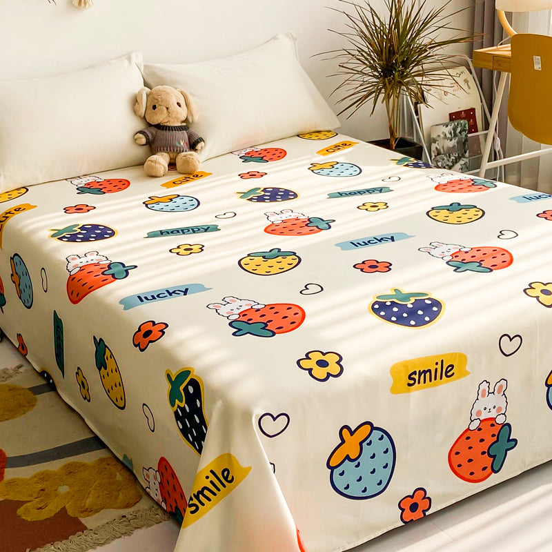 Sheet Sets Cotton Cartoon Printed Wrinkle Resistant Ultra Soft Breathable Bed Sheet Set