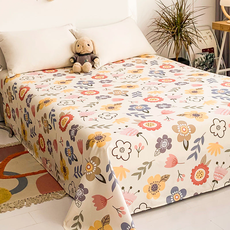 Sheet Sets Cotton Cartoon Printed Wrinkle Resistant Ultra Soft Breathable Bed Sheet Set