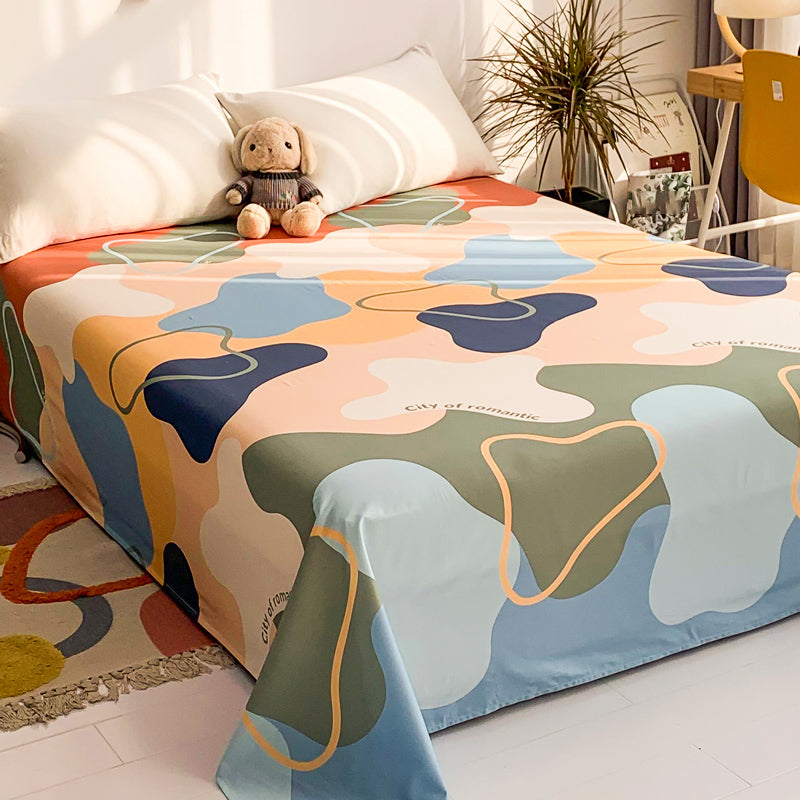 Sheet Sets Cotton Cartoon Printed Wrinkle Resistant Ultra Soft Breathable Bed Sheet Set