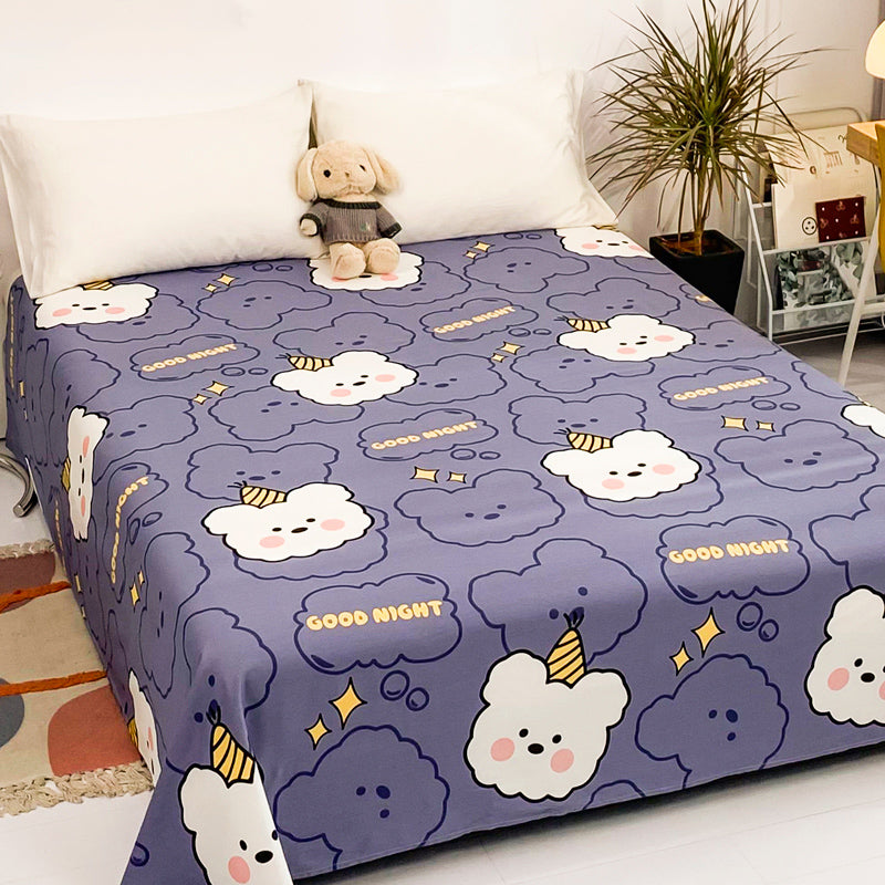 Sheet Sets Cotton Cartoon Printed Wrinkle Resistant Ultra Soft Breathable Bed Sheet Set