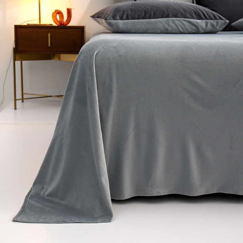 Modern Bed Sheet Set Winter Solid Color Fitted Sheet for Bedroom